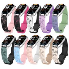 Floral Engraved Strap for Xiaomi Mi Band 10 9 8 7 6 5 Silicone Flower Band Women