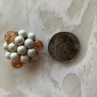 VINTAGE WHITE SATIN AND ORANGE GLASS BEADED 2 STRAND 18 3/4" NECKLACE SET! — photo 6
