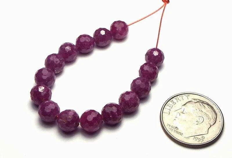 15 pcs RUBY 6mm Faceted Round Beads NATURAL - Image 2 of 2