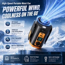 AI Portable Waist Fan 120 Speeds Strong Airflow Personal Fans for Outdoor