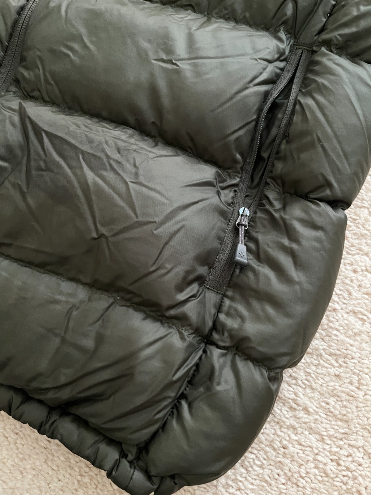 Montbell ex800 Dark Olive Green Down Puffer Vest XL O… - Gem