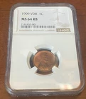 1909 VDB Lincoln Wheat Cent NGC MS 64 RB fresh new holder