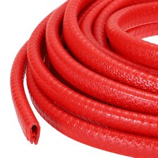 32.8 ft x 10mm x 7mm Rubber Edge Trim Guard with Metal Clips, Red