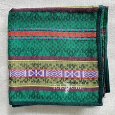 VTG Handkerchief Green Fabric Woven Tribal Ethnic Pattern Pocket Square 18" K1