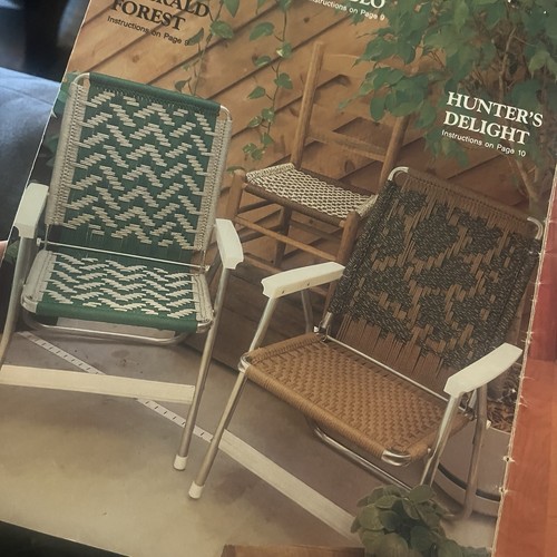 Plaid Macrame Chairs Geometric Seating Patterns #8452 1990 Liz Miller Kitsch - Picture 6 of 6