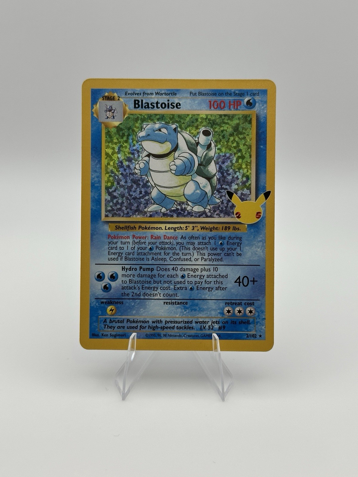 Blastoise - 2/102 - Celebrations: Classic Collection Holo Rare Pokémon Card - NM