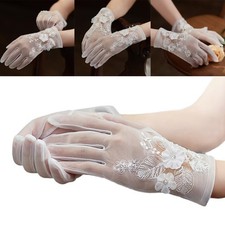 Eleganckie koronkowe rękawiczki ślubne krótkie style oddychające siateczka akcesoria ślubne