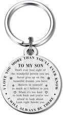 To My Son Gifts from Mom Dad - Keychain for Graduation Medium, Silver