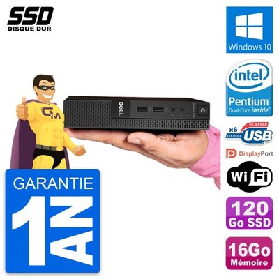 Ultra Mini PC DELL 3020 Micro Usff G3250T RAM 16Go SSD 120Go Windows 10 Wifi