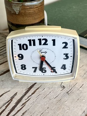 Vintage Equity 33100 White Electric Alarm Clock / Works Retro Vibe / Industrial