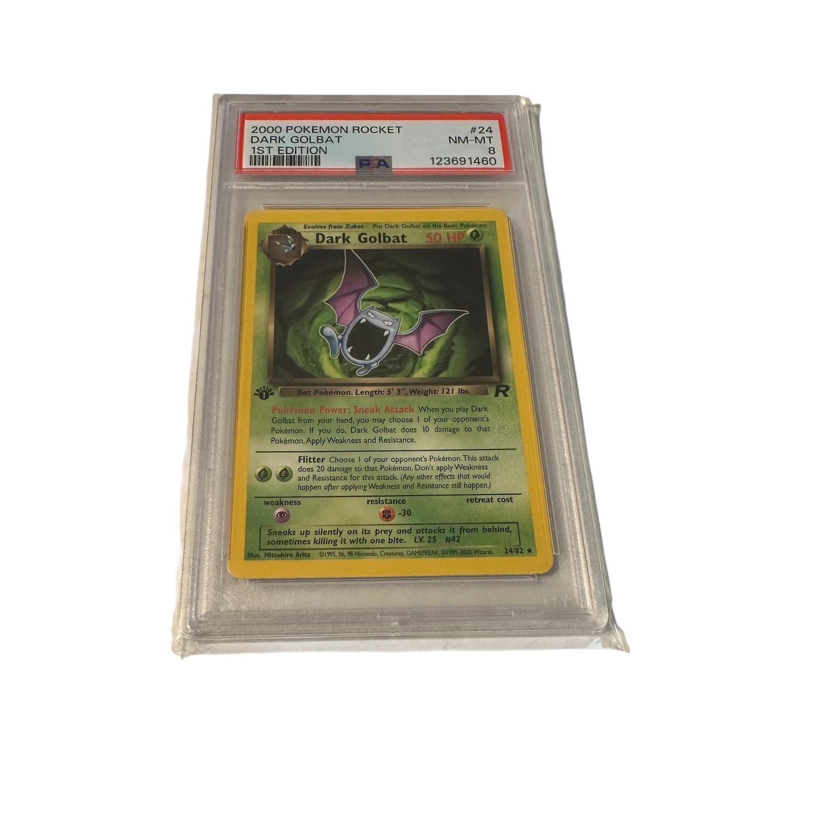 2000 PSA 8 Pokemon Dark Golbat 1st Edition Rocket #24 Graded