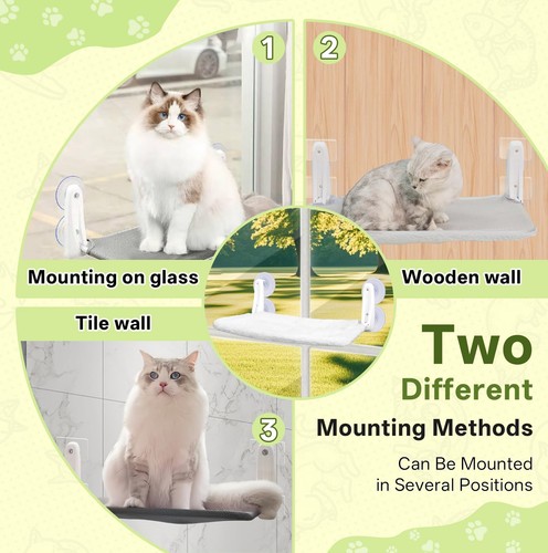 Foldable Cat Window Perch Cordless Cat Window Hammock with Strong Suction Cup - Picture 2 of 7