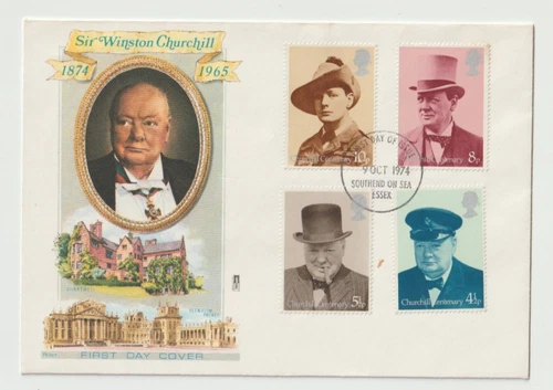 9/10/1974 UK GB FDC - Winston Churchill - Chartwell and Blenheim - Southend-on-S