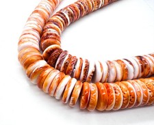 Natural Orange Spiny Oyster Shell Beads Large 20mm Polished Rondelle PG264B