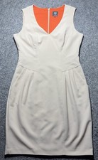 Vince Camuto Women's Sz 10 Lined Sheath Dress Tan Back Zip Knee Length
