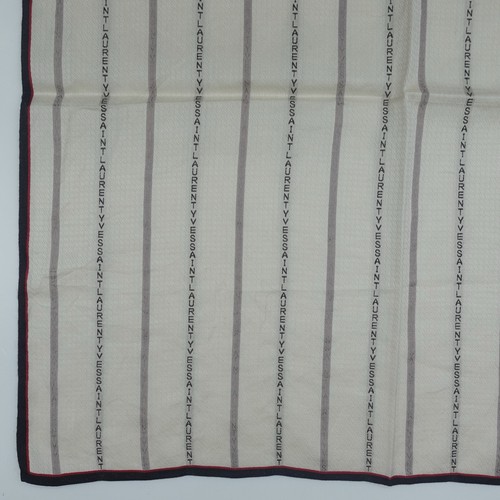HK68- YSL Yves Saint Laurent Ivory Vertical Stripes Handkerchief Cotton 19"x19" - Picture 5 of 10