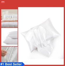 Satin Pillowcase Standard 20x26 Set of 2 White Envelope Closure Hair Skin Care
