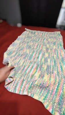 Afghan Blanket Vtgbaby  Granny Crochet  Multi Color Pastel Bubble/ Tight Stitch 