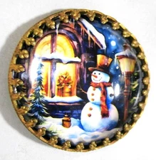 1 Czech Crystal Glass/Brass XMAS Butt. #P157-RARE ANTIQ. Components SIGNED-LARGE