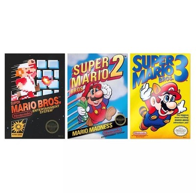 Nintendo Exklusiv Super Mario Bros. Prägedruck Wall Art-Set A4 3er Set