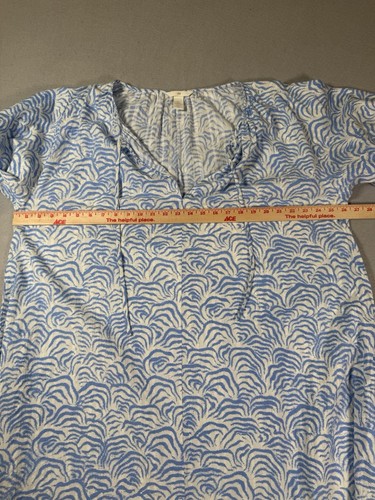 H&M Dress Womens Large Blue White Maxi Kaftan Flowy Cottagecore Beach Chic - Picture 5 of 5