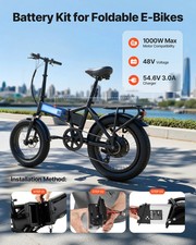 Folding Ebike Battery, 48V 10.4Ah Electric Bike Lithium Battery Pack with BMS,