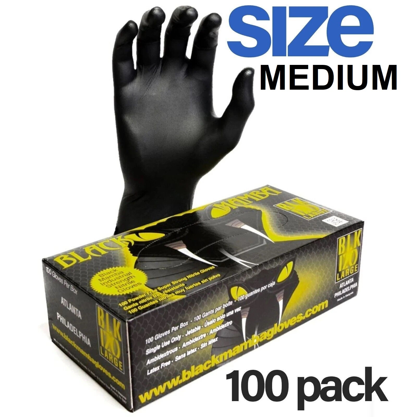Black Mamba Super Strong Mechanics Workshop Disposable Nitrile Gloves - MEDIUM