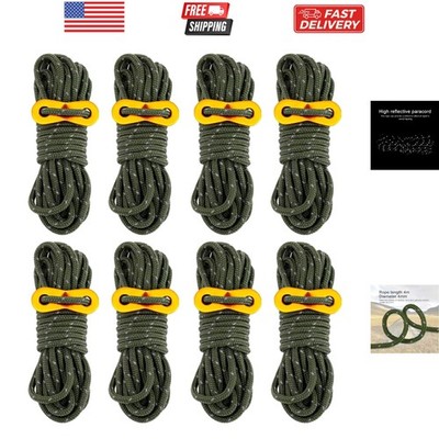 8 Pack 4mm Guy Lines Ultralight Tent Cords with Aluminum Adjuster Tensioner O...