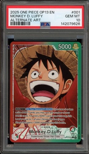 One Piece CCG Monkey.D.Luffy Alternate Art OP13-001 PSA 10 Gem Mint