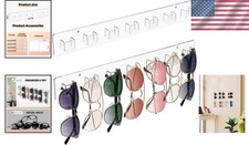 Sunglasses Organizer 2 Pack, Wall-Mounted Eyeglasses Holder, Clear Acrylic Rack,