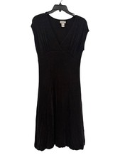 Chicos Travelers Black Short Sleeve Midi Dress Size 0 Acetate Blend Made In USA