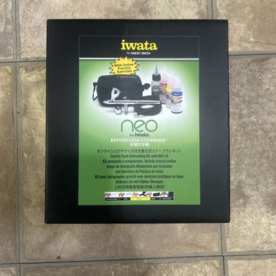Neo Iwata Airbrushing Kit Gravity-Feed Dual Action IW120 with Compressor NEW