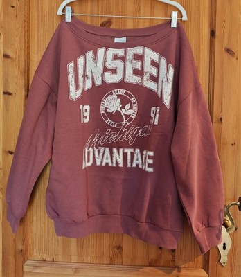 Bershka Sweatshirt Schulterfrei Carmen Gr. L Neu Dunkelrosa