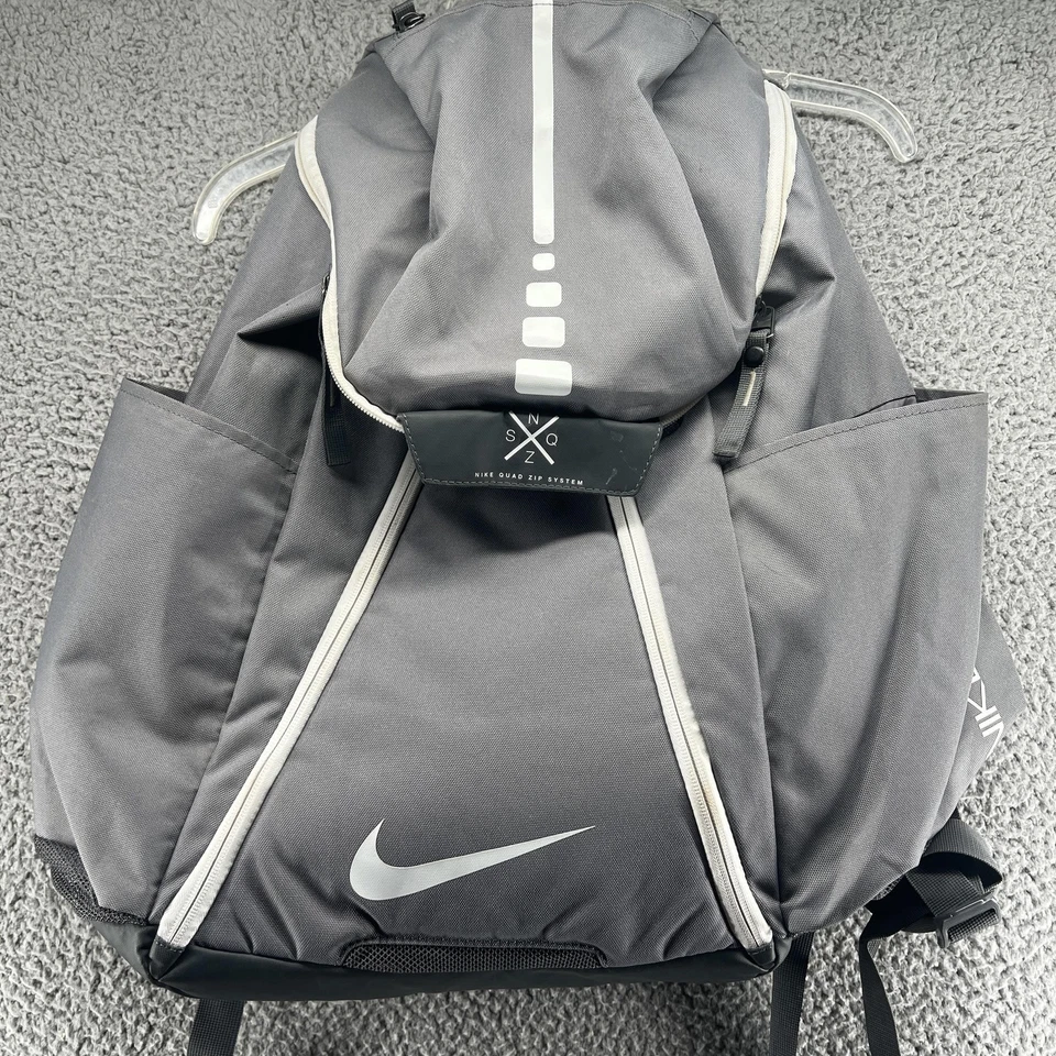 Nike Elite Mochila Cuádruple Cremallera Negra Grande 30L Sistema SNZ Deportes Gimnasio Bolsa Foto 3 de 4