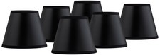 Set of 6 Chandelier Lamp Shades Black Paper Small 3x5x4 Candelabra Clip-On