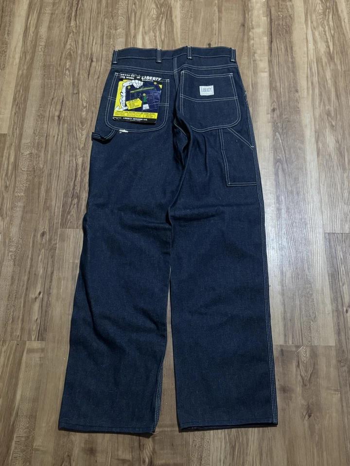 Vintage Rare 1970s Liberty Carpenter Pants NOS DEADSTOCK Dark Raw Denim 30x32 - Image 2 of 4