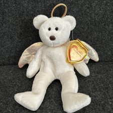 Rare 1998 TY Halo Angel Bear Beanie Baby Rare Tush Tag Brown Nose