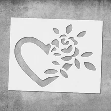 Rose Heart Stencil Template Reusable for DIY Crafts, Wall Art, Fabric Painting