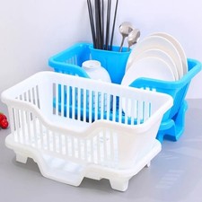 Kitchen Dish Drainer Rack Plastic Large Non-Slip with Drain Board