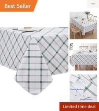 Heavy Duty Vinyl Tablecloth with Flannel Backing Waterproof Oil-Proof Plastic...