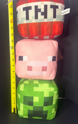 MINECRAFT 2018 & 2019 MOJANG 6'' Square Plush SET of 3 Creeper, Pink Pig & TnT