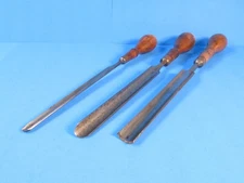 lot of 3 Buck Brothers long tang style wood gouges or carving tools