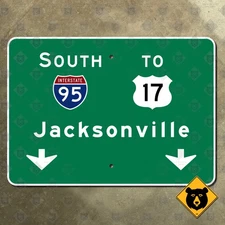 Florida Interstate 95 south Jacksonville freeway overhead highway sign 14x10