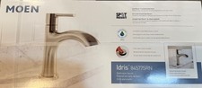 Brand New Moen Idris One Handle Bathroom Faucet in Brushed Nickel 84577SRN