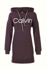 Calvin  Klein Womens Printed Logo Sweatshirt Dress in Burgundy Sz Medium