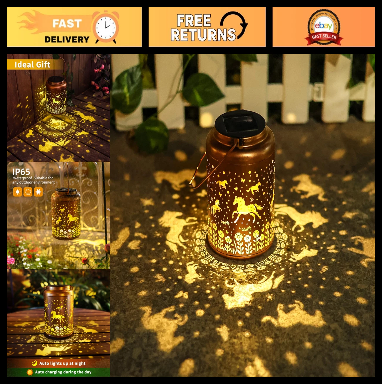 Outdoor Solar Lanterns for Garden Decor - Waterproof Hanging Lights for Yard, Pa