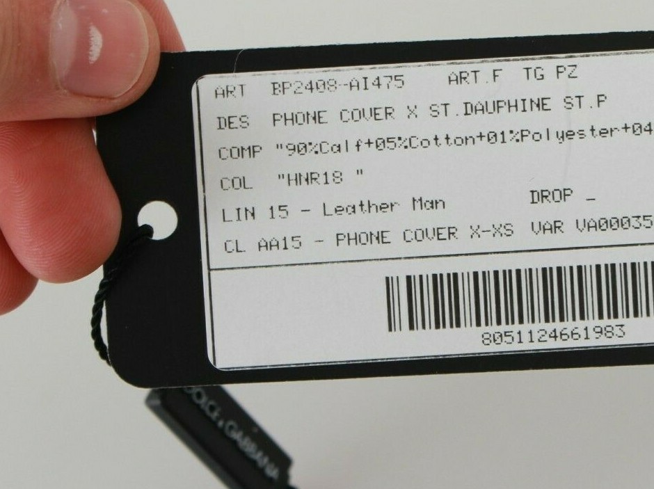 DOLCE & GABBANA Phone Case Cover Skin Black Leather White Logo