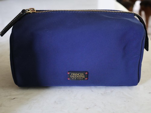 Set of 2 FRANCES VALENTINE SMALL COSMETIC BAGS Kelly Green Blue Makeup Nylon Zip - Picture 4 of 8