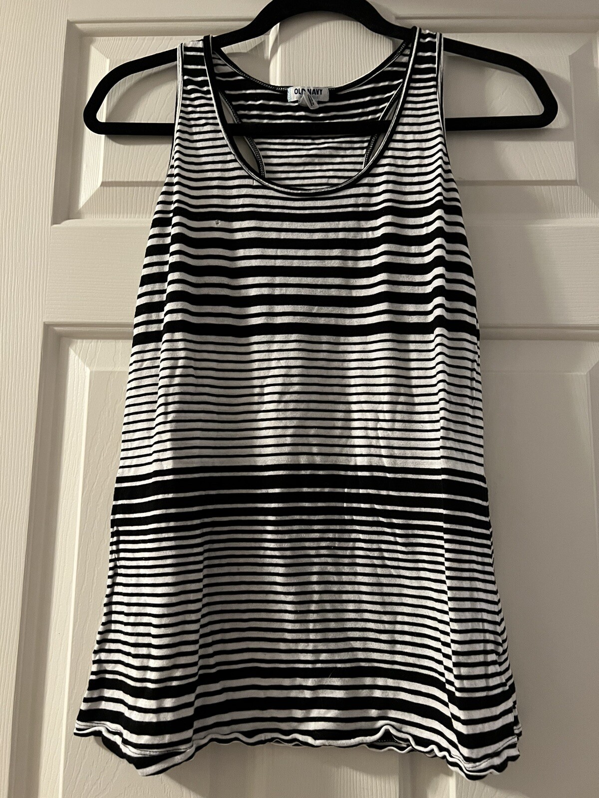 Old Navy Black/White Striped Racerback Tank Sz S - image 1