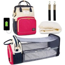 Large Capacity Portable Multi-Function Folding Diaper Backpack With Stroller Str